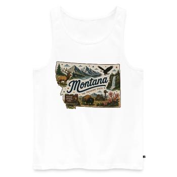 Montana Treasure State Vintage-Reiseaufkleber - Männer Premium Bio Tank Top - Weiß - Vorne - Michal (187cm)