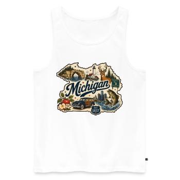 Michigan Great Lakes Vintage-Reiseaufkleber - Männer Premium Bio Tank Top - Weiß - Vorne - Michal (187cm)