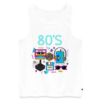 Retro Neon 80er Spielhalle - Männer Premium Bio Tank Top - Weiß - Vorne - Michal (187cm)