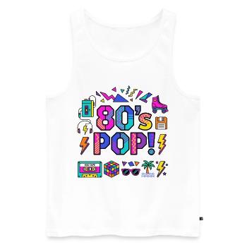 80er-Jahre-Neon-Pop-Vibe - Männer Premium Bio Tank Top - Weiß - Vorne - Michal (187cm)