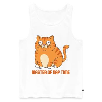 Meister der Schlafzeit-Katze - Männer Premium Bio Tank Top - Weiß - Vorne - Michal (187cm)