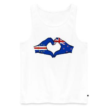 Cap-Vert Drapeau de la Nouvelle-Zélande Mains en forme de cœur - Débardeur bio Premium Homme - blanc - Devant - Michal (187cm)