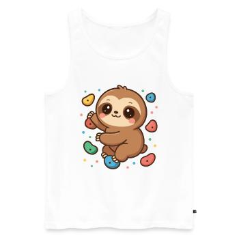 Süßes Kawaii Faultier beim Klettern & Bouldern - Männer Premium Bio Tank Top - Weiß - Vorne - Michal (187cm)