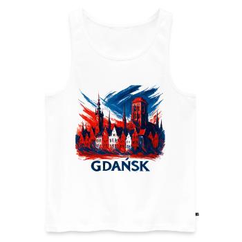 Gdańsk Danzig Skyline Wappen: Patriotischer Stolz - Männer Premium Bio Tank Top - Weiß - Vorne - Michal (187cm)