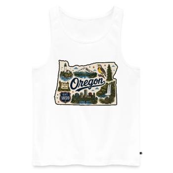 Oregon Beaver State Vintage Reiseaufkleber - Männer Premium Bio Tank Top - Weiß - Vorne - Michal (187cm)