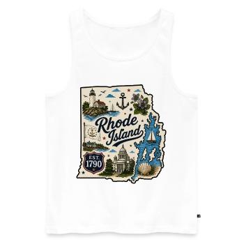 Rhode Island Ocean State Vintage-Aufkleber - Männer Premium Bio Tank Top - Weiß - Vorne - Michal (187cm)