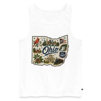 Ohio Buckeye State Vintage-Reiseaufkleber - Männer Premium Bio Tank Top - Weiß - Vorne - Michal (187cm)