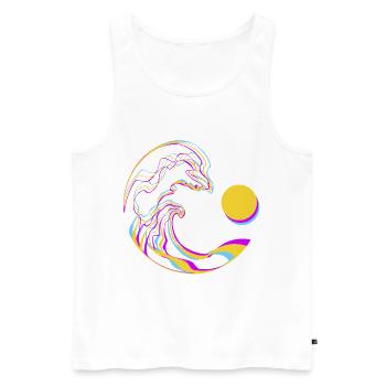 Neon Wellen - Männer Premium Bio Tank Top - Weiß - Vorne - Michal (187cm)