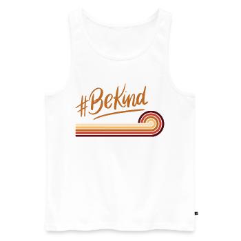 BeKind Retro Regenbogenstreifen - Männer Premium Bio Tank Top - Weiß - Vorne - Michal (187cm)
