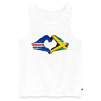 Kap Verde Jamaika Flagge Hände Herzform used - Männer Premium Bio Tank Top - Weiß - Vorne - Michal (187cm)