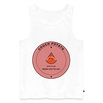 Couch Potato Run Club Badge - Männer Premium Bio Tank Top - Weiß - Vorne - Michal (187cm)