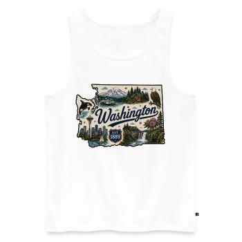 Washington State Mount Rainier Vintage-Aufkleber - Männer Premium Bio Tank Top - Weiß - Vorne - Michal (187cm)
