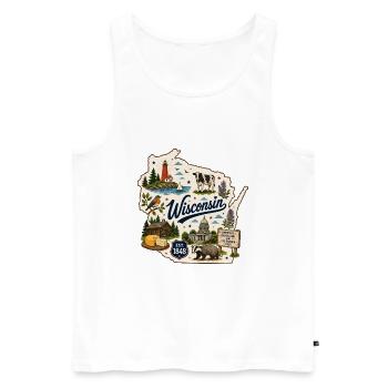 Wisconsin Dairyland State Vintage-Aufkleber - Männer Premium Bio Tank Top - Weiß - Vorne - Michal (187cm)