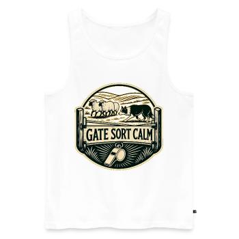 GATE SORT CALM Hund - Männer Premium Bio Tank Top - Weiß - Vorne - Michal (187cm)