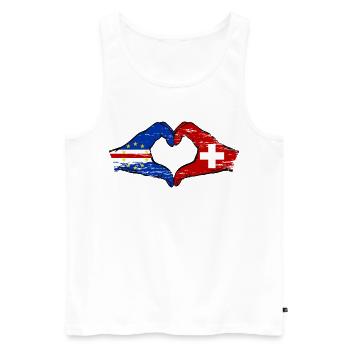 Kap Verde Schweiz Flagge Hände Herzform used - Männer Premium Bio Tank Top - Weiß - Vorne - Michal (187cm)
