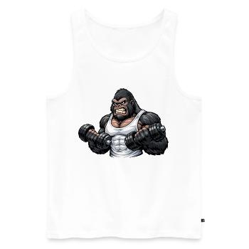 Muskulöser Gorilla beim Bodybuilding - Männer Premium Bio Tank Top - Weiß - Vorne - Michal (187cm)