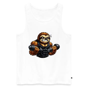 Starkes Faultier beim Bodybuilding - Männer Premium Bio Tank Top - Weiß - Vorne - Michal (187cm)