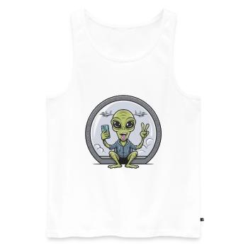 Alien-Selfie mit Kampfjets - Männer Premium Bio Tank Top - Weiß - Vorne - Michal (187cm)