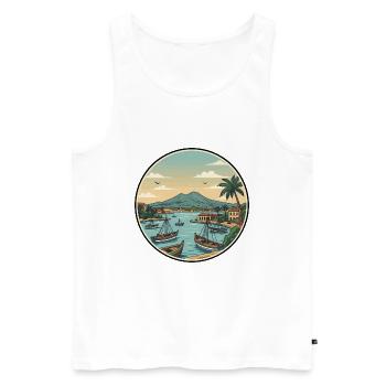 Neapel, Italien, Vesuv-Bucht-Aufkleber - Männer Premium Bio Tank Top - Weiß - Vorne - Michal (187cm)