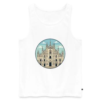 Mailänder Domdom Italien Rundaufkleber - Männer Premium Bio Tank Top - Weiß - Vorne - Michal (187cm)