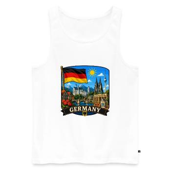 Deutschlands Nationales Denkmal-Denkmal-Aufkleber - Männer Premium Bio Tank Top - Weiß - Vorne - Michal (187cm)