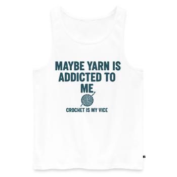 Vielleicht ist Garn für mich süchtig – Häkeln ist mein Laster - Männer Premium Bio Tank Top - Weiß - Vorne - Michal (187cm)