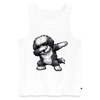 Dabbing Bearded Collie - Männer Premium Bio Tank Top - Weiß - Vorne - Michal (187cm)