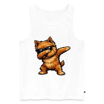 Dabbing Norwich Terrier im Comic Stil - Männer Premium Bio Tank Top - Weiß - Vorne - Michal (187cm)