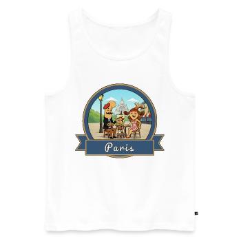 Kek & Ina in Paris - Männer Premium Bio Tank Top - Weiß - Vorne - Michal (187cm)