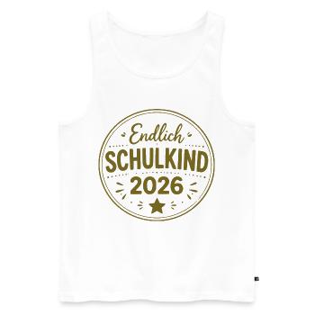 Endlich Schulkind 2026 Badge - Männer Premium Bio Tank Top - Weiß - Vorne - Michal (187cm)