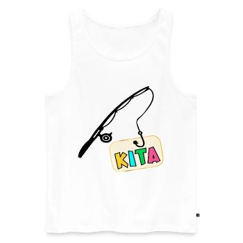 KITA Kitakinder Angeln - Männer Premium Bio Tank Top - Weiß - Vorne - Michal (187cm)