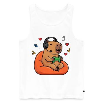 La vie est meilleure avec les capybaras - Mignon rongeur - Débardeur bio Premium Homme - blanc - Devant - Michal (187cm)