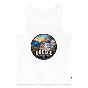 Greece Vintage Travel Circle Emblem - Männer Premium Bio Tank Top - Weiß - Vorne - Michal (187cm)