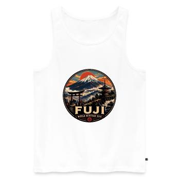 Mount Fuji Japan Vintage-Reiseabzeichen - Männer Premium Bio Tank Top - Weiß - Vorne - Michal (187cm)