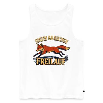 Schlaue Füchsen brauchen Freilauf - Männer Premium Bio Tank Top - Weiß - Vorne - Michal (187cm)