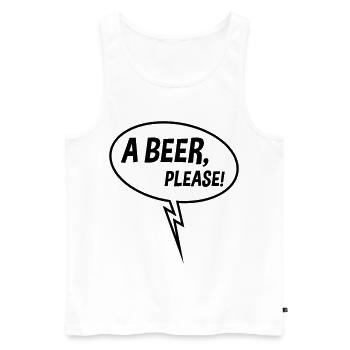 Ein Bier, bitte! (Sprechblase, Trinken, Down B) - Männer Premium Bio Tank Top - Weiß - Vorne - Michal (187cm)