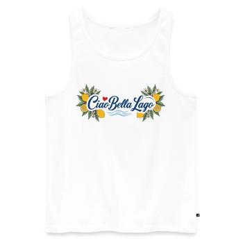Ciao Bella Lago Motif Citron Vagues - Débardeur bio Premium Homme - blanc - Devant - Michal (187cm)