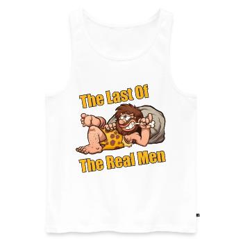 Der letzte der echten Männer – lustiger Höhlenmensch - Männer Premium Bio Tank Top - Weiß - Vorne - Michal (187cm)