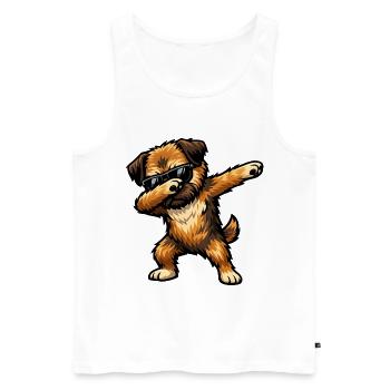Dabbing Border Terrier im Comic Stil - Männer Premium Bio Tank Top - Weiß - Vorne - Michal (187cm)