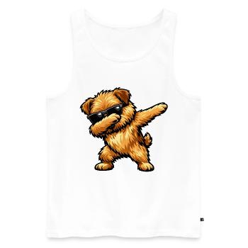 Dabbing Norfolk Terrier im Comic Stil - Männer Premium Bio Tank Top - Weiß - Vorne - Michal (187cm)