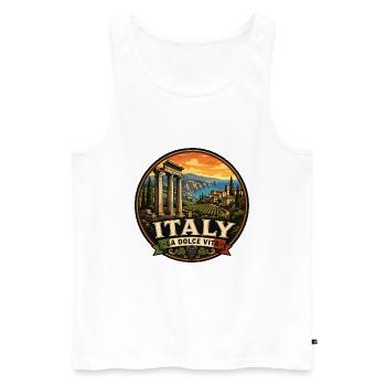 Italy Dolce Vita Vintage Travel Badge - Men's Premium Organic Tank Top - white - Front - Michal (187cm)