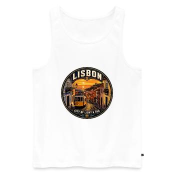 Lissabon Portugal Vintage-Reiseabzeichen - Männer Premium Bio Tank Top - Weiß - Vorne - Michal (187cm)