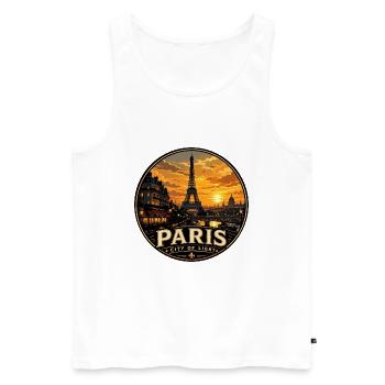 Paris City of Light Vintage Travel Badge - Men's Premium Organic Tank Top - white - Front - Michal (187cm)