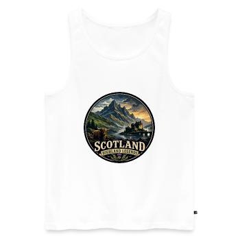 Scotland Highland Legends Vintage Travel Badge - Men's Premium Organic Tank Top - white - Front - Michal (187cm)