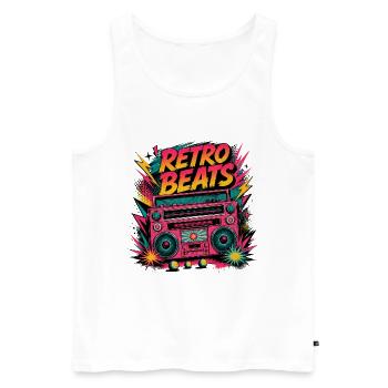 Retro Beats Boombox Neon Vibe - Men's Premium Organic Tank Top - white - Front - Michal (187cm)