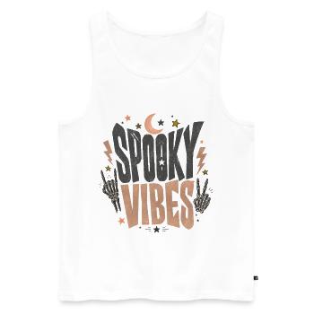 Spooky Vibes Skelett Mond Sterne Halloween Fun - Männer Premium Bio Tank Top - Weiß - Vorne - Michal (187cm)