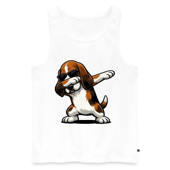 Dab du basset hound dans le style comique - Débardeur bio Premium Homme - blanc - Devant - Michal (187cm)
