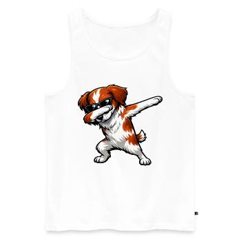 Dabbing Breton Spaniel - Men's Premium Organic Tank Top - white - Front - Michal (187cm)