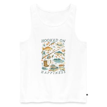 Hooked On Happiness Vintage-Angelausrüstung - Männer Premium Bio Tank Top - Weiß - Vorne - Michal (187cm)