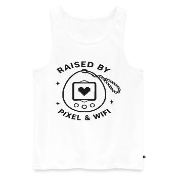 Pixel & Wi-Fi Retro Design - Men's Premium Organic Tank Top - white - Front - Michal (187cm)